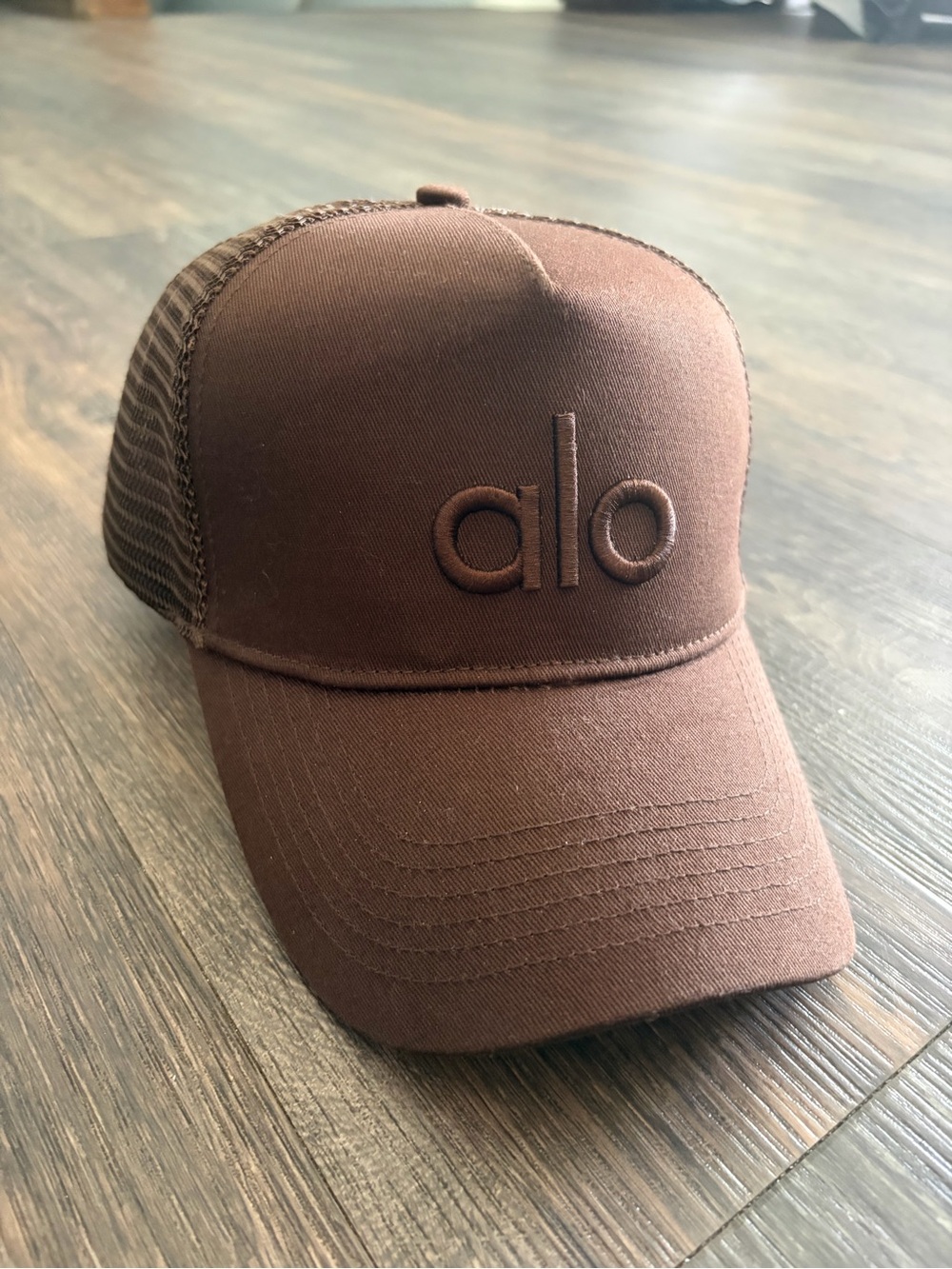 ALO Yoga Brown Trucker Hat with Embroidered Logo
